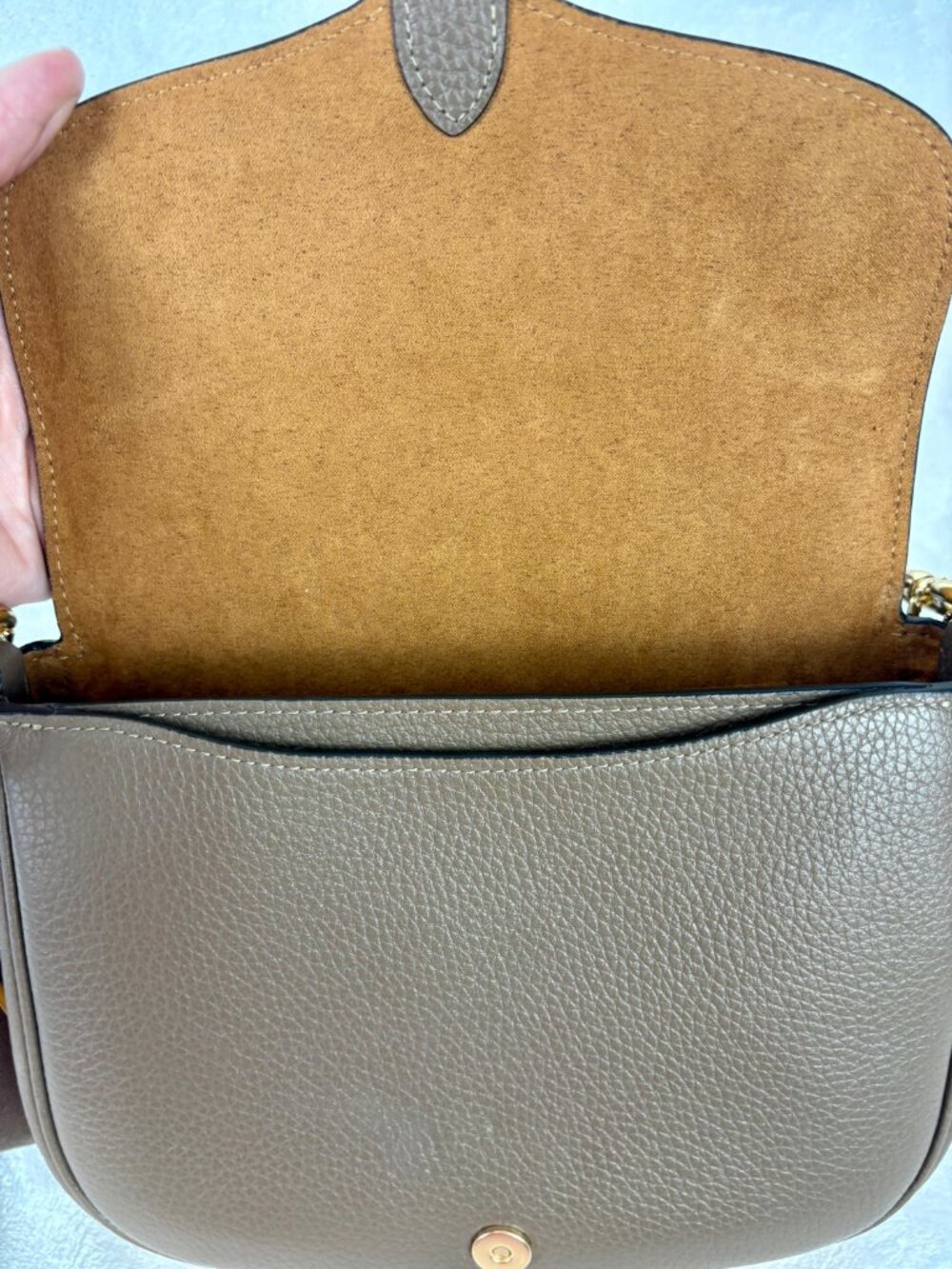 Coach NWT Amelia Pebble Leather Saddle Bag in Dark Stone - Picture 13 of 16